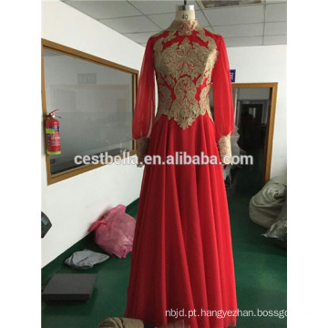 Hot Sale Custom Made de boa qualidade Tulle manga longa vestido de casamento muçulmano vestido de casamento islâmico